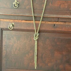 Neiman Marcus Gold Tassel Necklace with large copper/gold links closed 1.5 ft